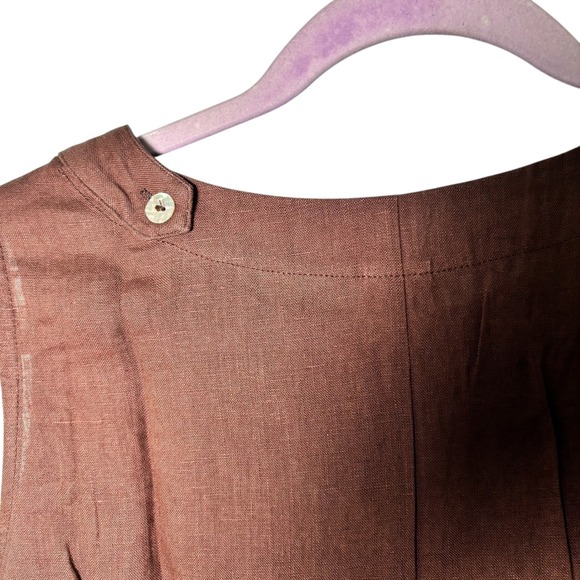 Lintico Sienna Linen Sleeveless‎ Dress Brown Casual Midi Women's Dress - Picture 5 of 8